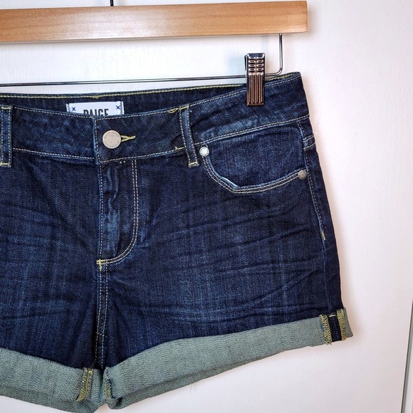 Paige Jimmy Jimmy Cuffed Blue Denim Shorts Size 26 Jean Summer Cutoffs - Picture 2 of 11